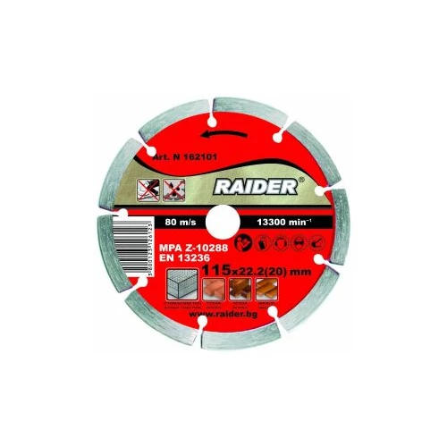 Raider Száraz Gyémántvágó tárcsa 115x22,2mm RD-DD01